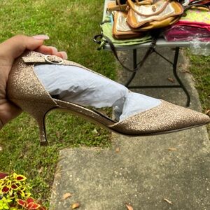 1 inch sparkly gold kitten heel